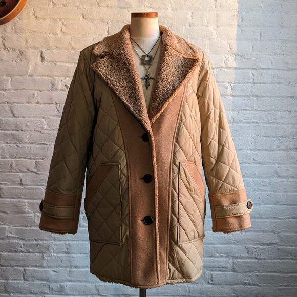 Derek Lam Jackets & Blazers - Brown Faux Fur Coat Teddy Jacket Quilted Puffer Coat Designer Reversible Large